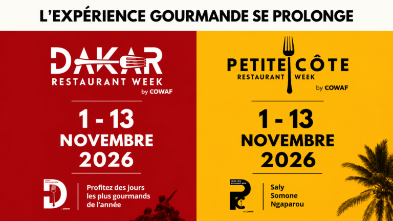 Dakar Restaurant Week et Petite Côte Restaurant Week, du 1er au 13 novembre 2026 — affiche paysage.